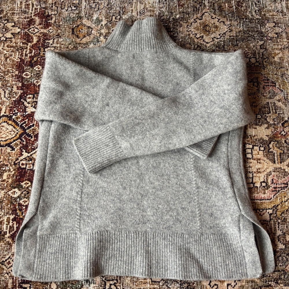 GANT Gray Cashmere Blend Turtleneck Sweater Women’s Small Cozy Knit - Picture 3 of 10